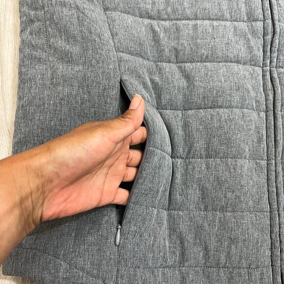 Perry Ellis Men’s Hooded Puffer Vest Gray Size XL Sleeveless Quilted Zip Jacket - Picture 6 of 9